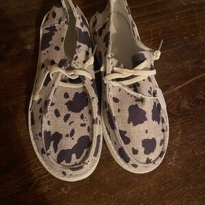 cow print canvas shoe